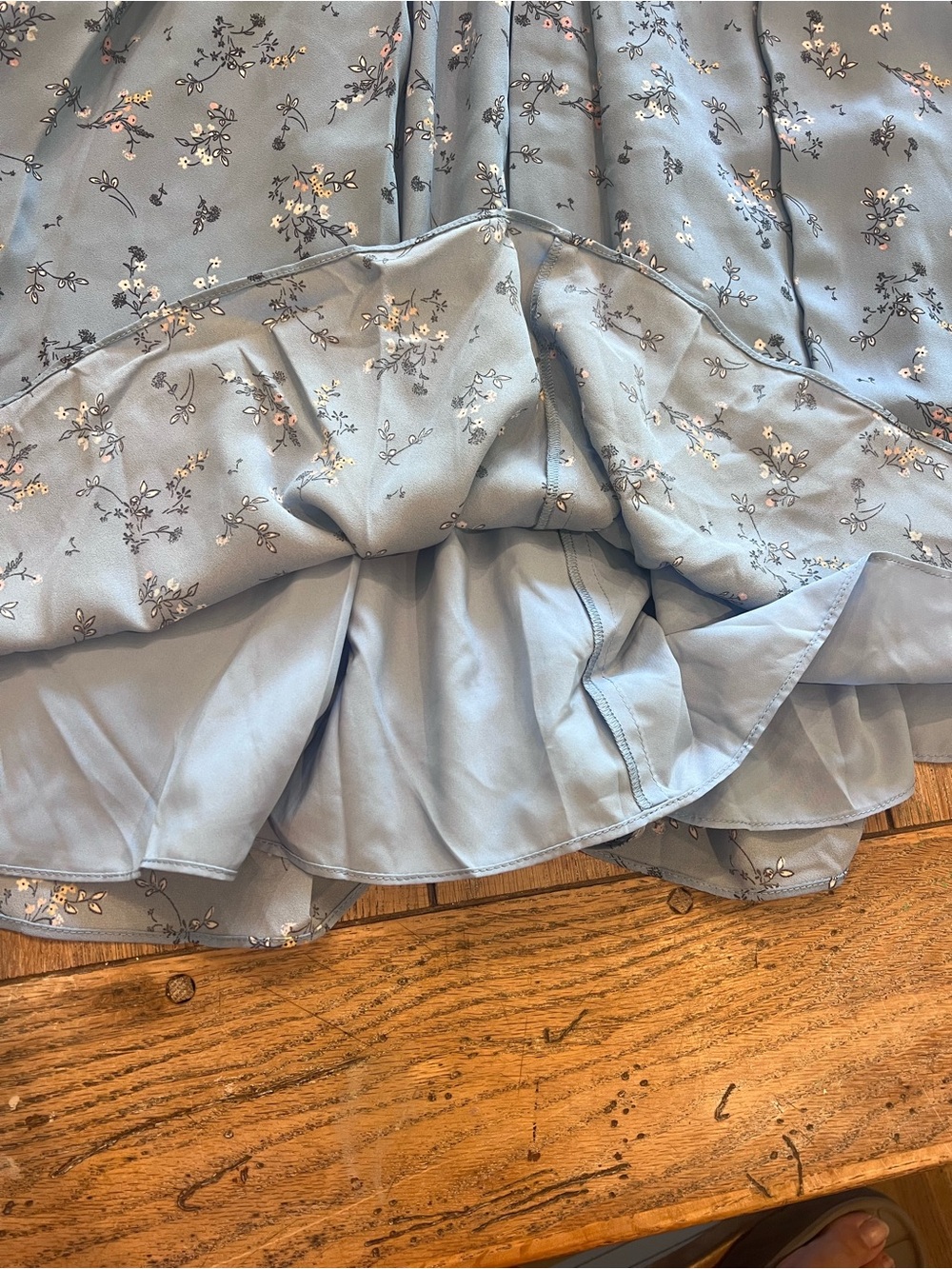 Gal Meets Glam Soft Blue Floral Long-Sleeve Zip Up Dress Soft flowy Flair - Picture 11 of 14